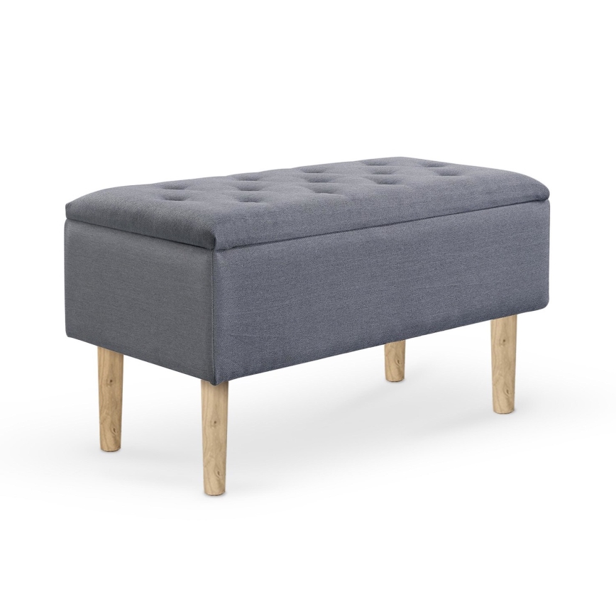 Gewatteerde bank met een opslagruimte 44x80 cm grijs