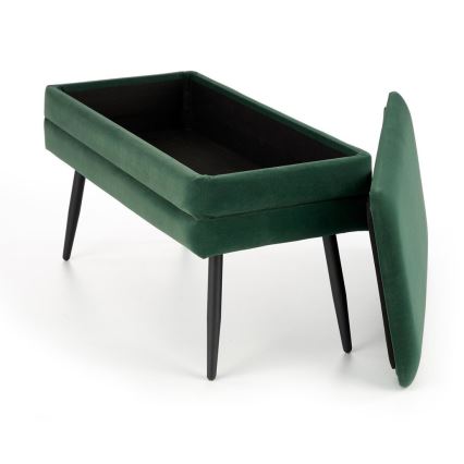 Gewatteerde bank met een opslagruimte VELVA 37x78 cm groen/zwart