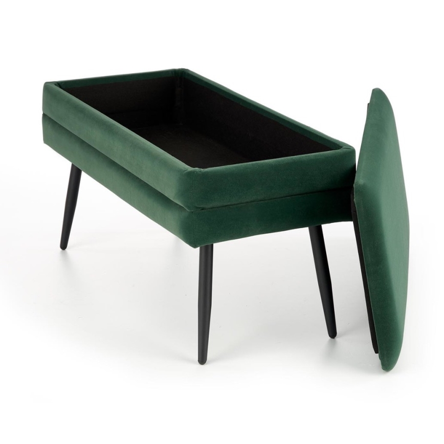 Gewatteerde bank met een opslagruimte VELVA 37x78 cm groen/zwart