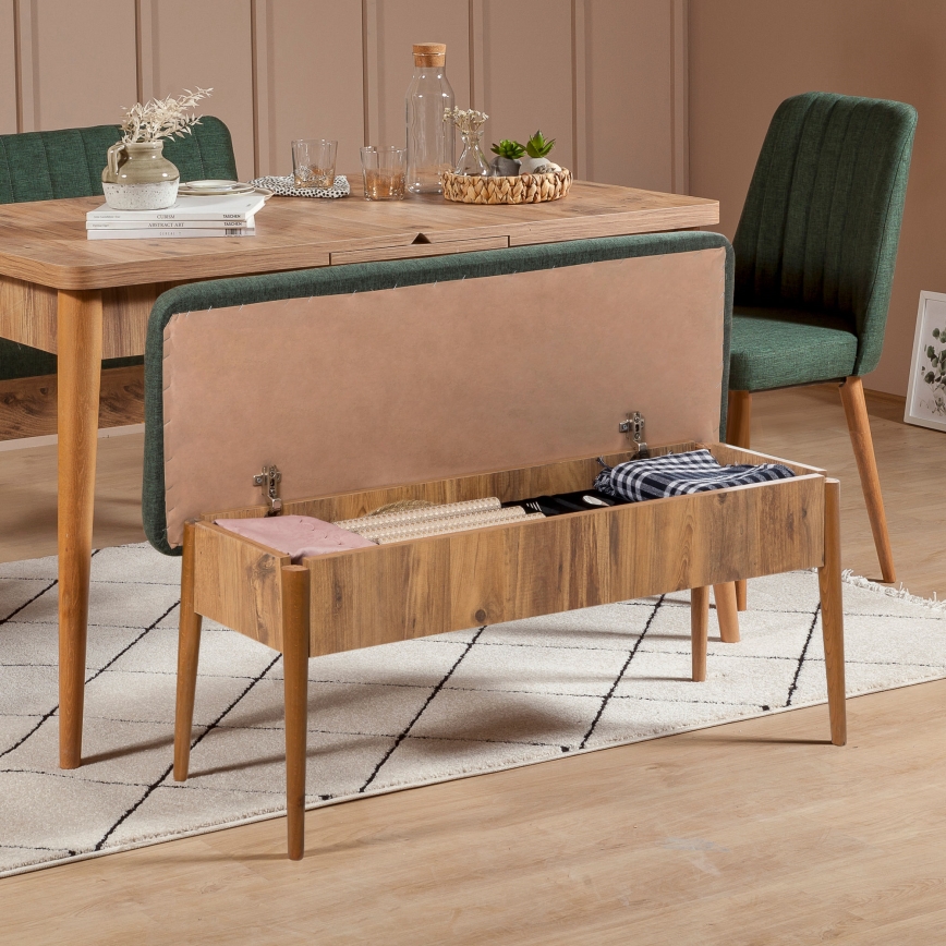 Gewatteerde bank VINA 85x110 cm groen/grenen atlantic