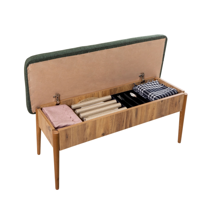 Gewatteerde bank VINA 85x110 cm groen/grenen atlantic