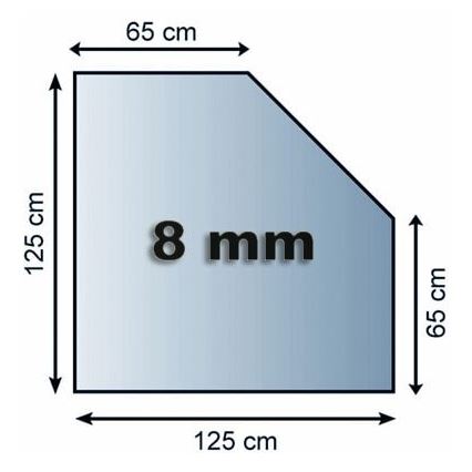 Glas onder de open haard 1250x1250x8 mm afgeschuind vierkant