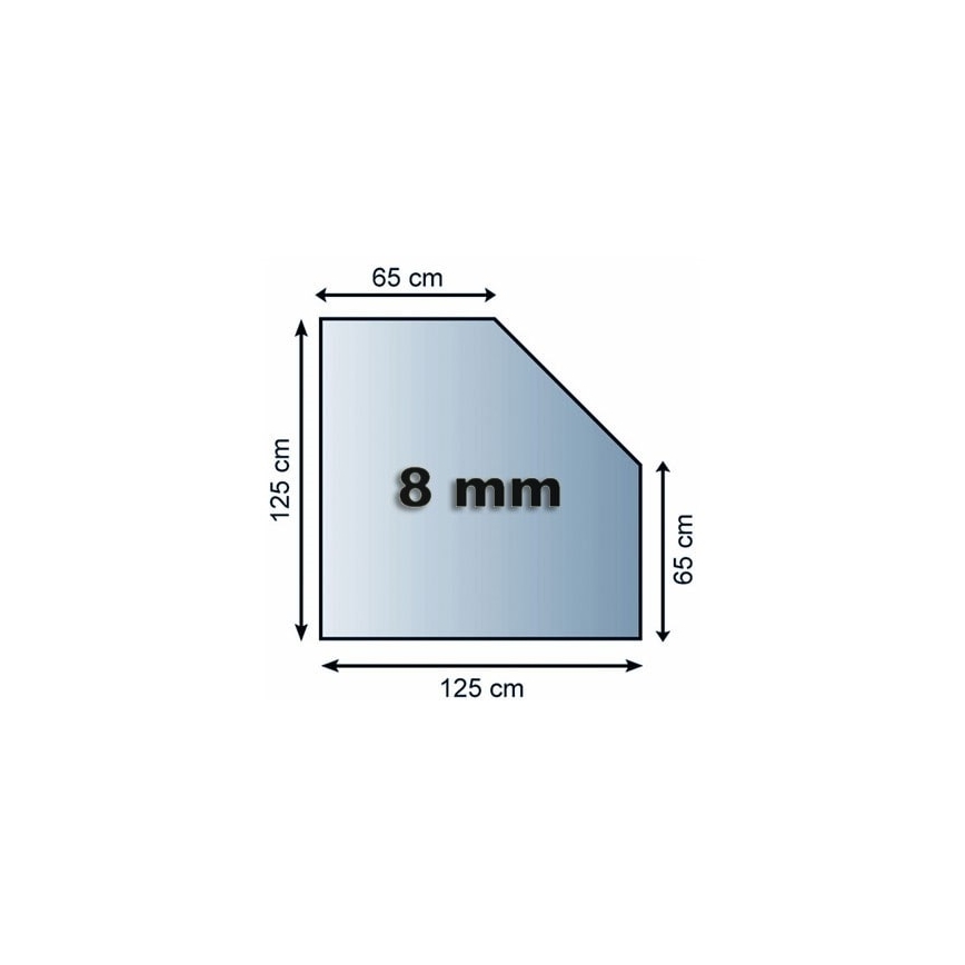 Glas onder de open haard 1250x1250x8 mm afgeschuind vierkant