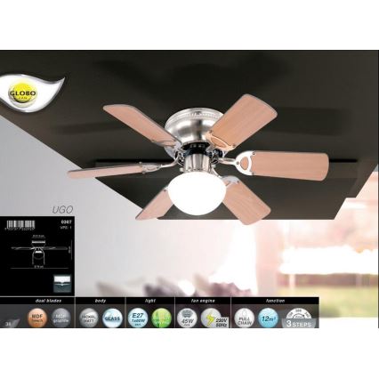 GLOBO 0307 - Ventilateur de plafond UGO 1xE27/60W/230V