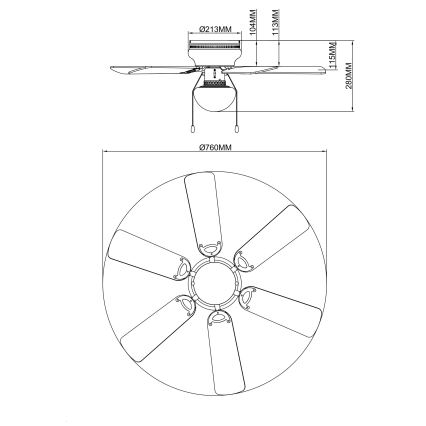 GLOBO 0307 - Ventilateur de plafond UGO 1xE27/60W/230V