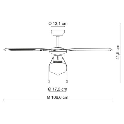 Globo - Plafondventilator 1xE27/60W/230V