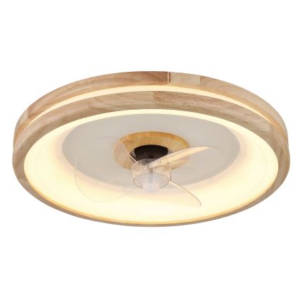 Globo - LED Dimbare plafondlamp met ventilator LED/30W/230V 2700-6500K bruin + afstandsbediening