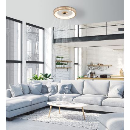 Globo - LED Plafonnier à intensité variable avec ventilateur LED/30W/230V 2700-6500K marron + télécommande