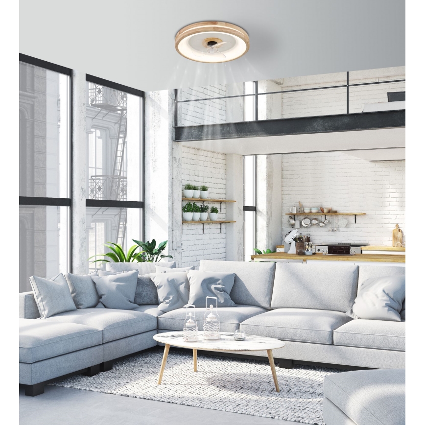 Globo - LED Plafonnier à intensité variable avec ventilateur LED/30W/230V 2700-6500K marron + télécommande