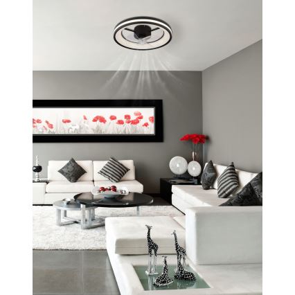 Globo - LED dimbare plafondlamp met ventilator LED/30W/230V 2700-6500K zwart + afstandsbediening