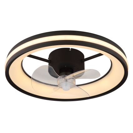 Globo - LED dimbare plafondlamp met ventilator LED/30W/230V 2700-6500K zwart + afstandsbediening