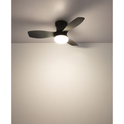 Globo - Dimbare plafondventilator met LED/15W/230V 2700-6500K zwart + afstandsbediening