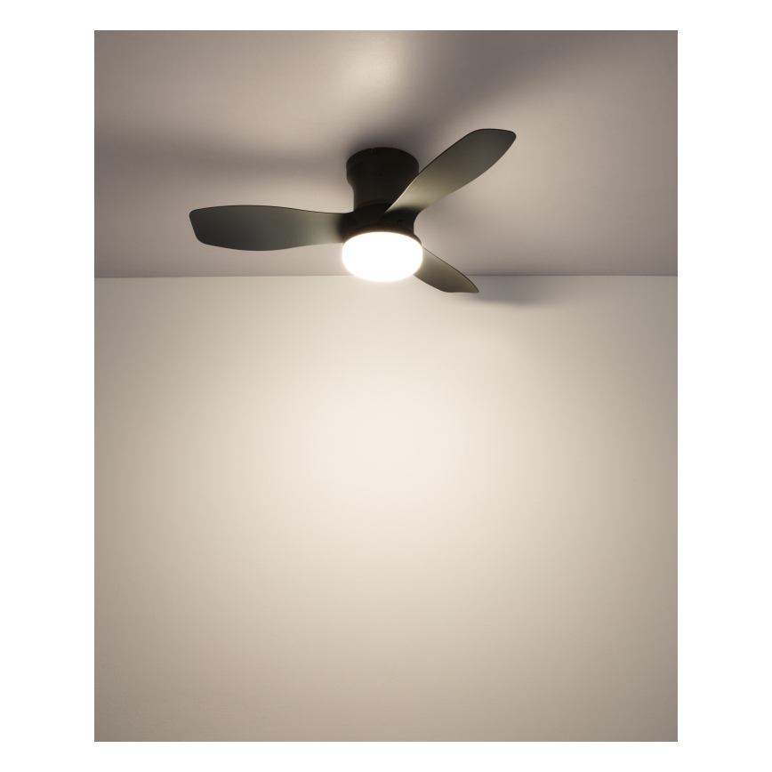 Globo - Dimbare plafondventilator met LED/15W/230V 2700-6500K zwart + afstandsbediening