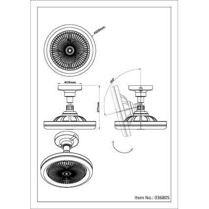 Globo - Ventilateur de plafond LED dimmable LED/20W/230V 3000-6500K noir + télécommande