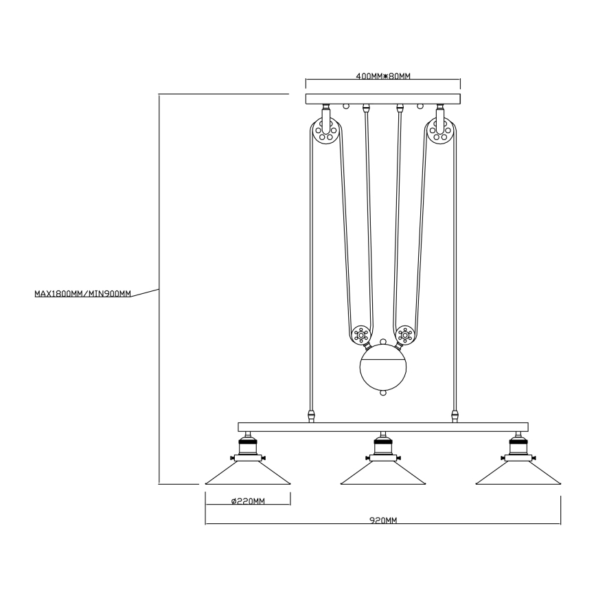 Globo - Hanglamp aan een koord 3xE27/60W/230V