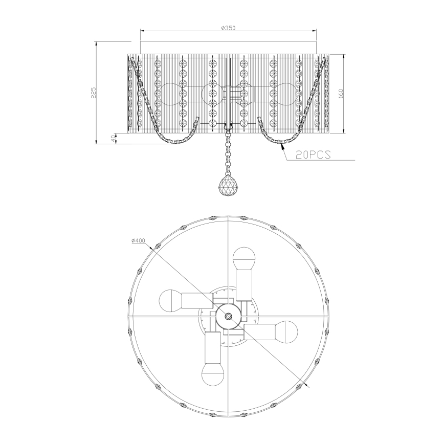 Globo - Kristallen plafondlamp 4x E14 / 40W / 230V