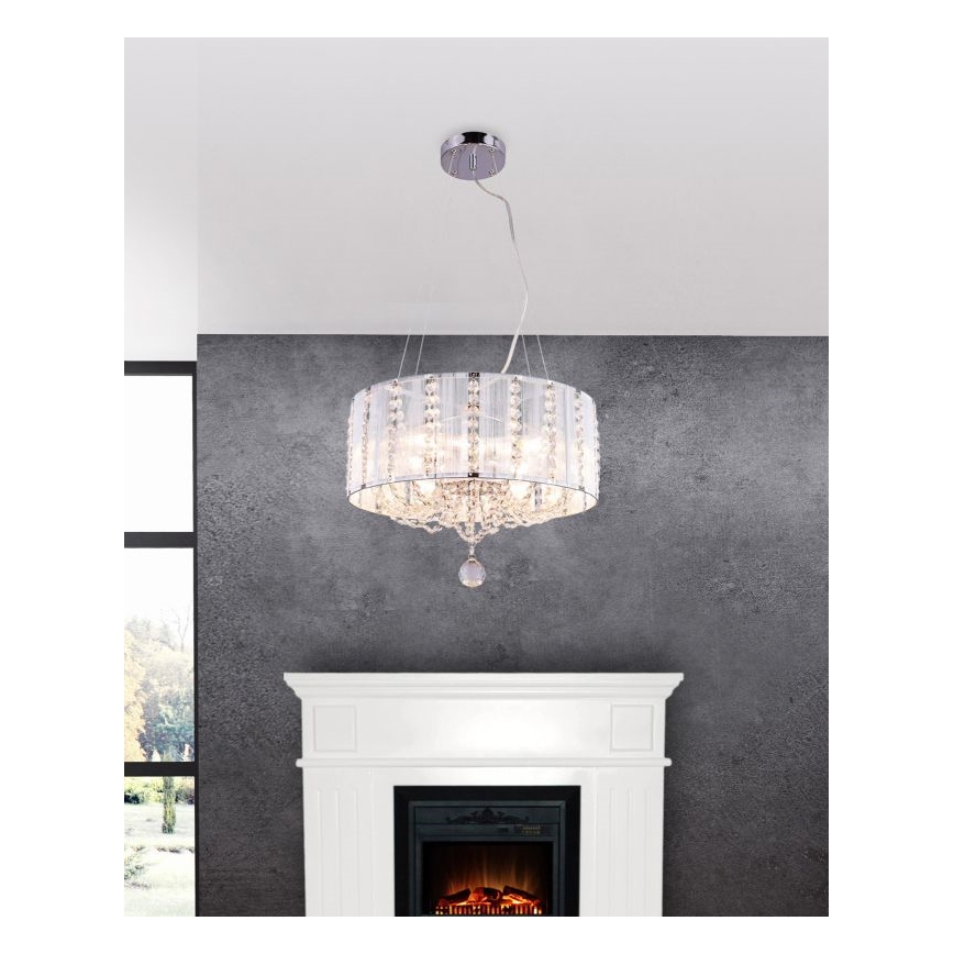 Globo - Suspension filaire en cristal 4xE14/40W/230V