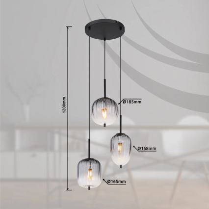 Globo - Suspension filaire 3xE14/40W/230V