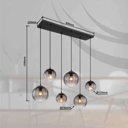 Globo - Hanglamp aan een koord 6xE27/60W/230V