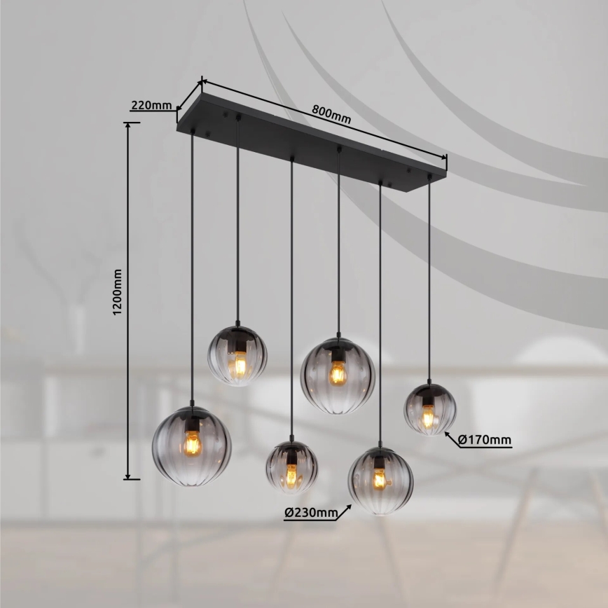 Globo - Hanglamp aan een koord 6xE27/60W/230V