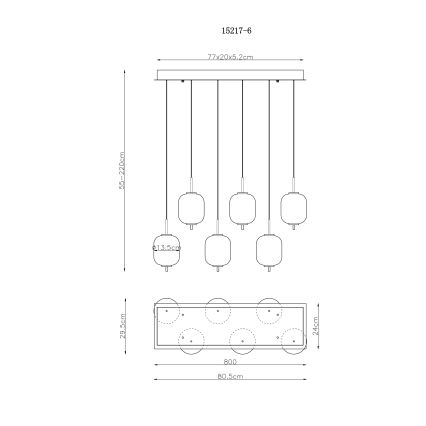 Globo - Suspension filaire 6xLED/6,7W/230V