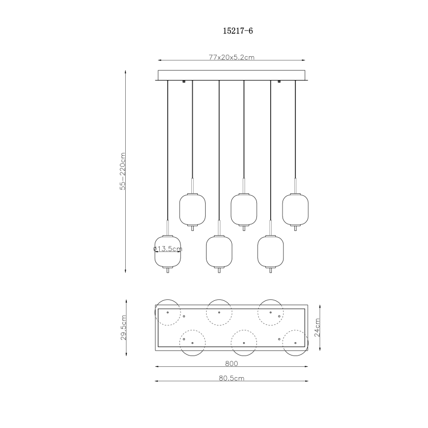 Globo - Suspension filaire 6xLED/6,7W/230V