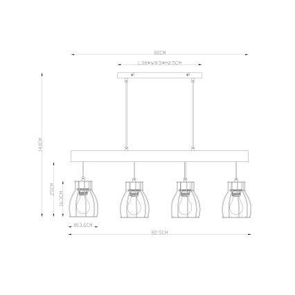 Globo - Suspension filaire 4xE27/40W/230V