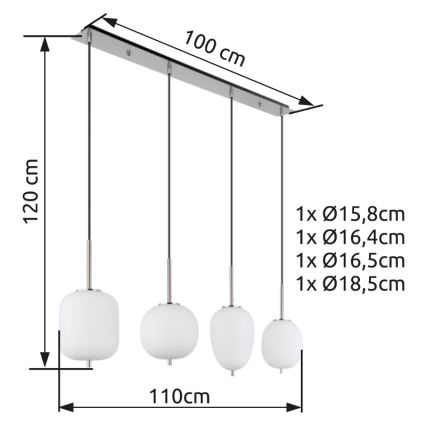 Globo - Suspension filaire 4xE14/40W/230V blanc