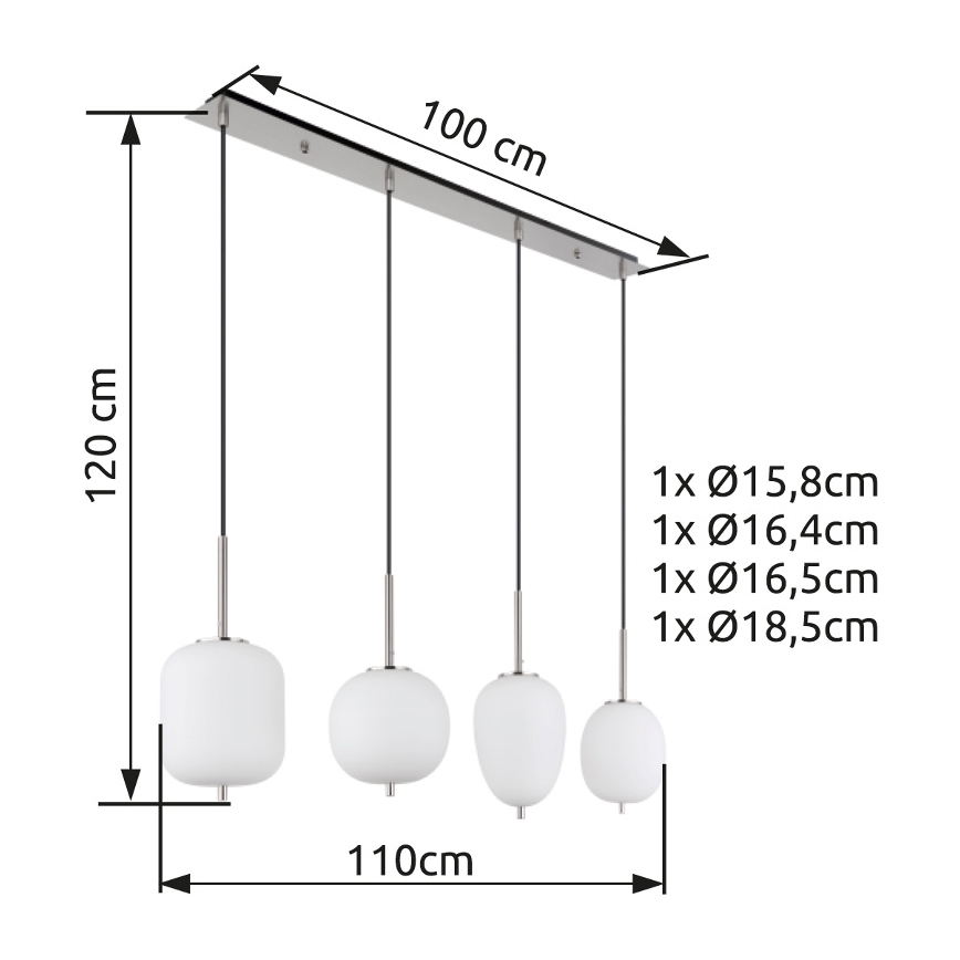 Globo - Suspension filaire 4xE14/40W/230V blanc