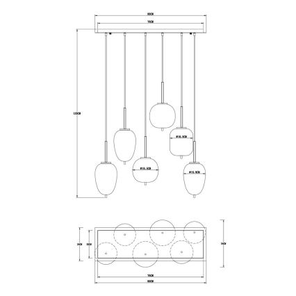 Globo - Suspension filaire 6xE14/40W/230V noir