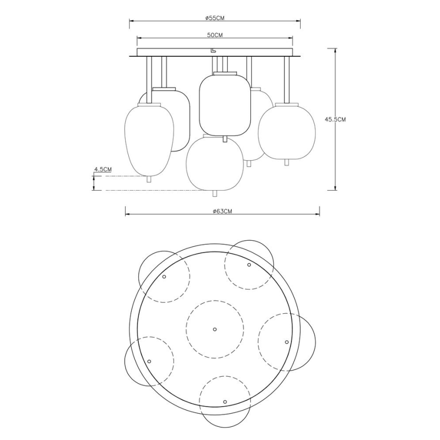 Globo - Plafondlamp 6xE14/40W/230V zwart