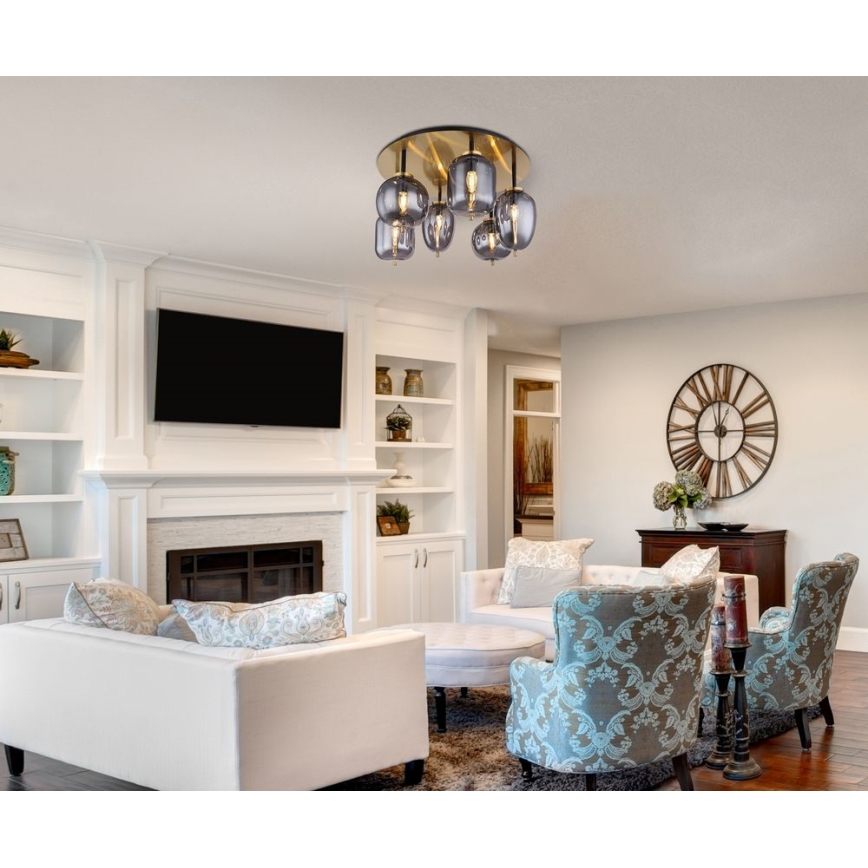 Globo - Plafondlamp 6xE14/40W/230V messing