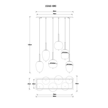 Globo - Hanglamp aan een koord 6xE14/40W/230V chroom