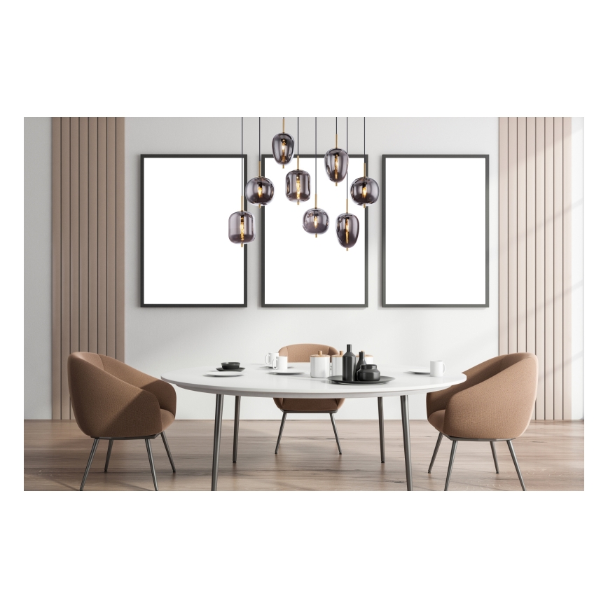 Globo - Suspension filaire 8xE14/40W/230V fumé