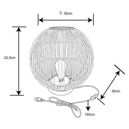 Globo - Tafellamp 1xE27/60W230V bamboe