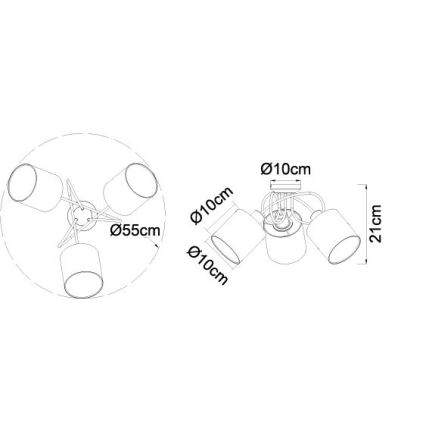 Globo - Aan plafond gevestigde hanglamp 3xE14/25W/230V