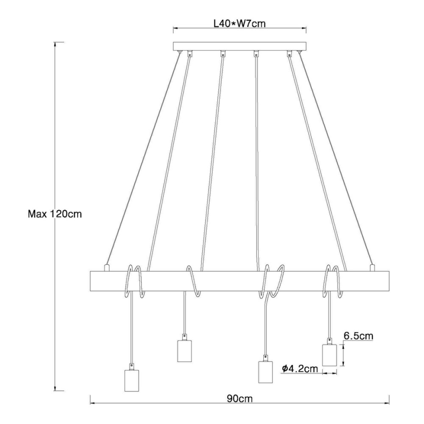 Globo - Suspension filaire 4xE27/60W/230V