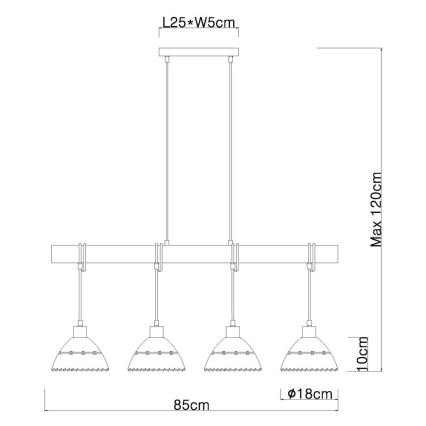 Globo - Kroonluchter aan koord 4x E27 / 60W / 230V