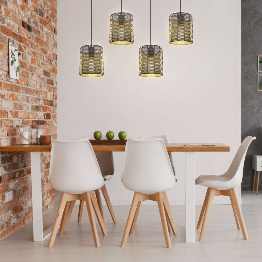 Globo - Hanglamp aan kabel 4xE27/60W/230V goud/zwart