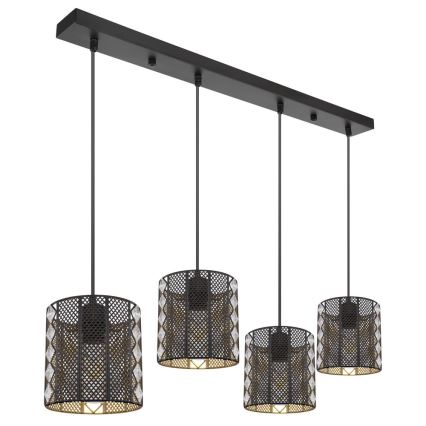 Globo - Hanglamp aan kabel 4xE27/60W/230V goud/zwart