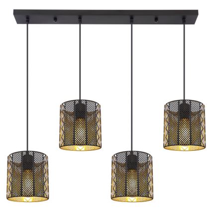 Globo - Hanglamp aan kabel 4xE27/60W/230V goud/zwart