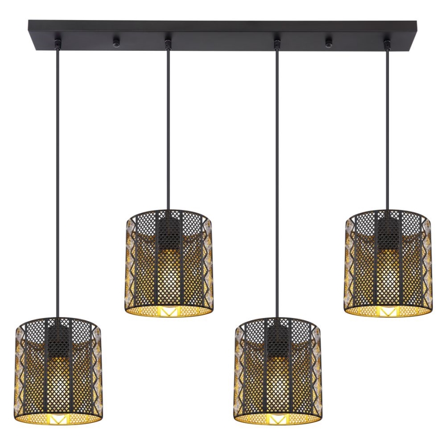 Globo - Hanglamp aan kabel 4xE27/60W/230V goud/zwart
