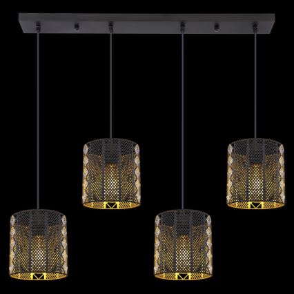 Globo - Hanglamp aan kabel 4xE27/60W/230V goud/zwart