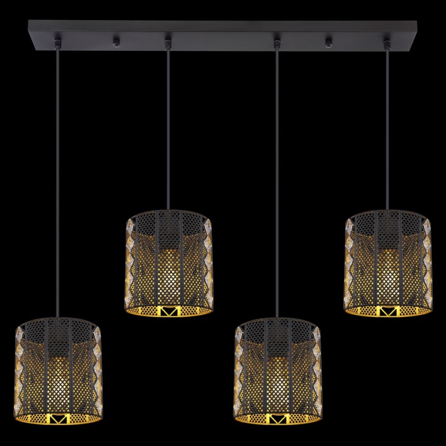 Globo - Hanglamp aan kabel 4xE27/60W/230V goud/zwart