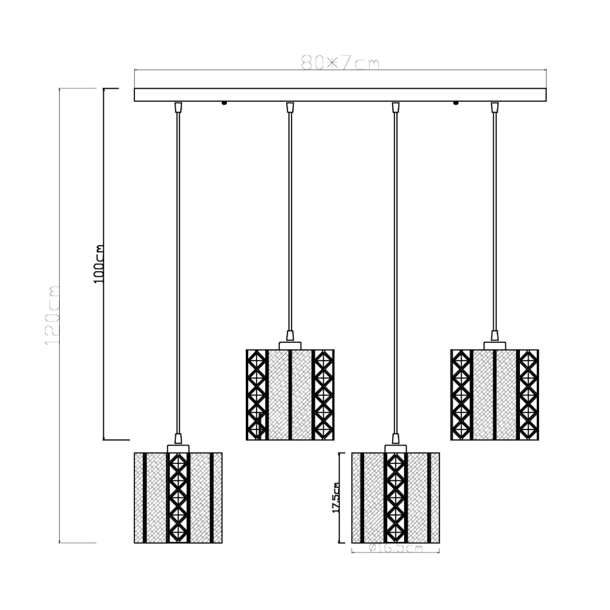 Globo - Hanglamp aan kabel 4xE27/60W/230V goud/zwart
