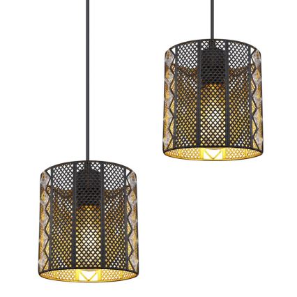 Globo - Suspension filaire 4xE27/60W/230V dorée/noire