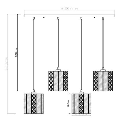 Globo - Suspension filaire 4xE27/60W/230V dorée/noire