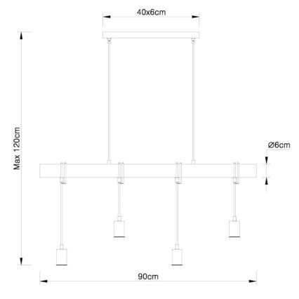 Globo 15459-4H - Hanglamp aan een koord LEO 4xE27/60W/230V