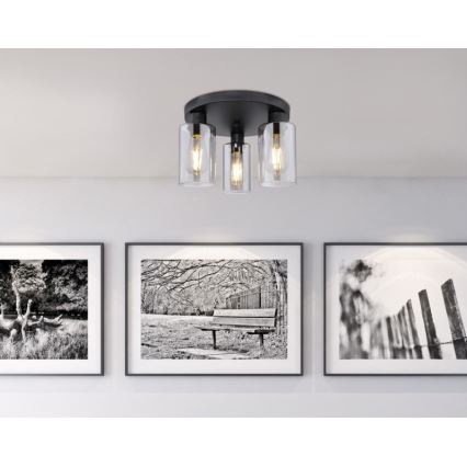 Globo - Plafondlamp 3xE27/60W/230V zwart