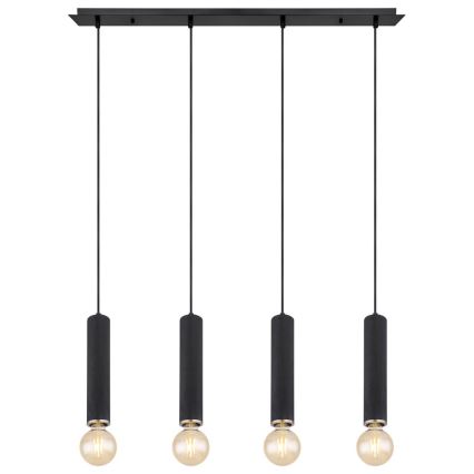 Globo - Suspension filaire 4xE27/60W/230V bois noir